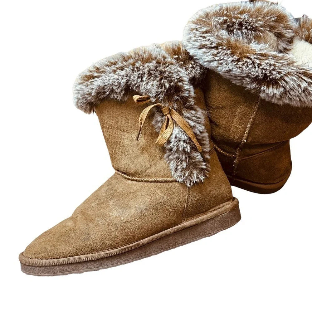 Furry Mid-Calf Winter Slip-On Boots - Picture 7 of 14